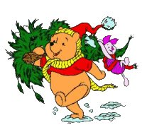 Poohbeer met kerstboom.